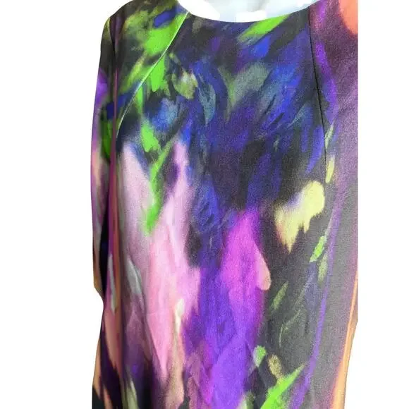 Trina Turk Women’s Abstract Floral Tunic Shift Dress 3/4 Sleeve A-Line Size 6 - Picture 3 of 13